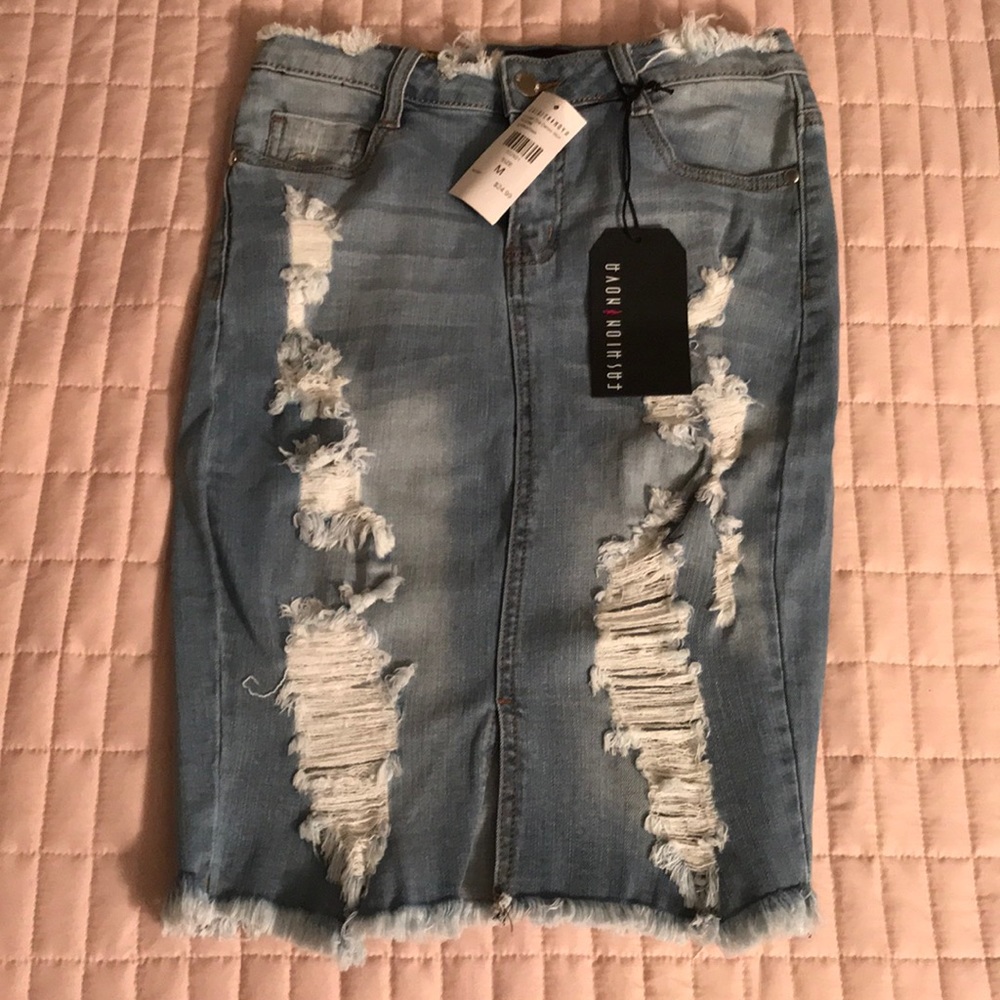 Fashion Nova Jean Midi Skirt